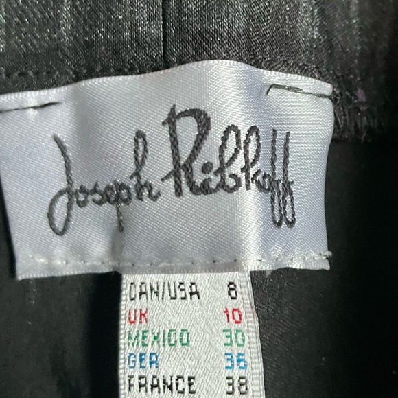 Joseph Ribkoff Plaid Skinny Pants Black Purple Zip Detail High Waist Size 8 - Picture 2 of 10